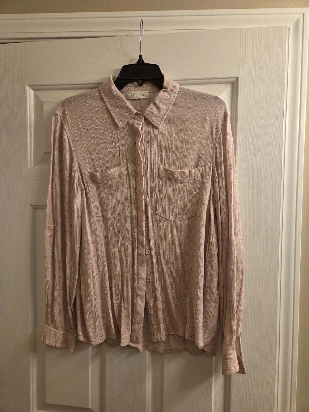 Hippie Rose Light Pink Long-Sleeve Button-Up Shirt